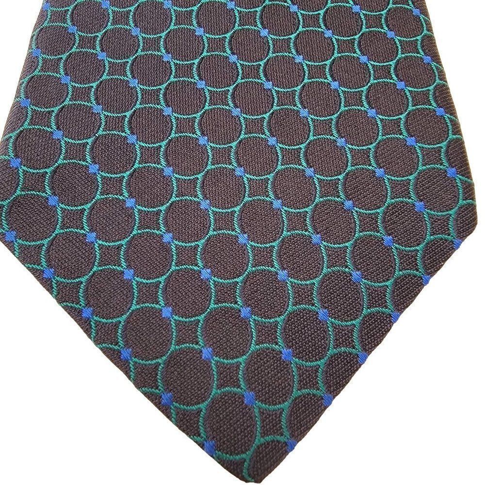 Tommy Hilfiger Mens Silk Necktie NWOT Black Blue Circles Geometric